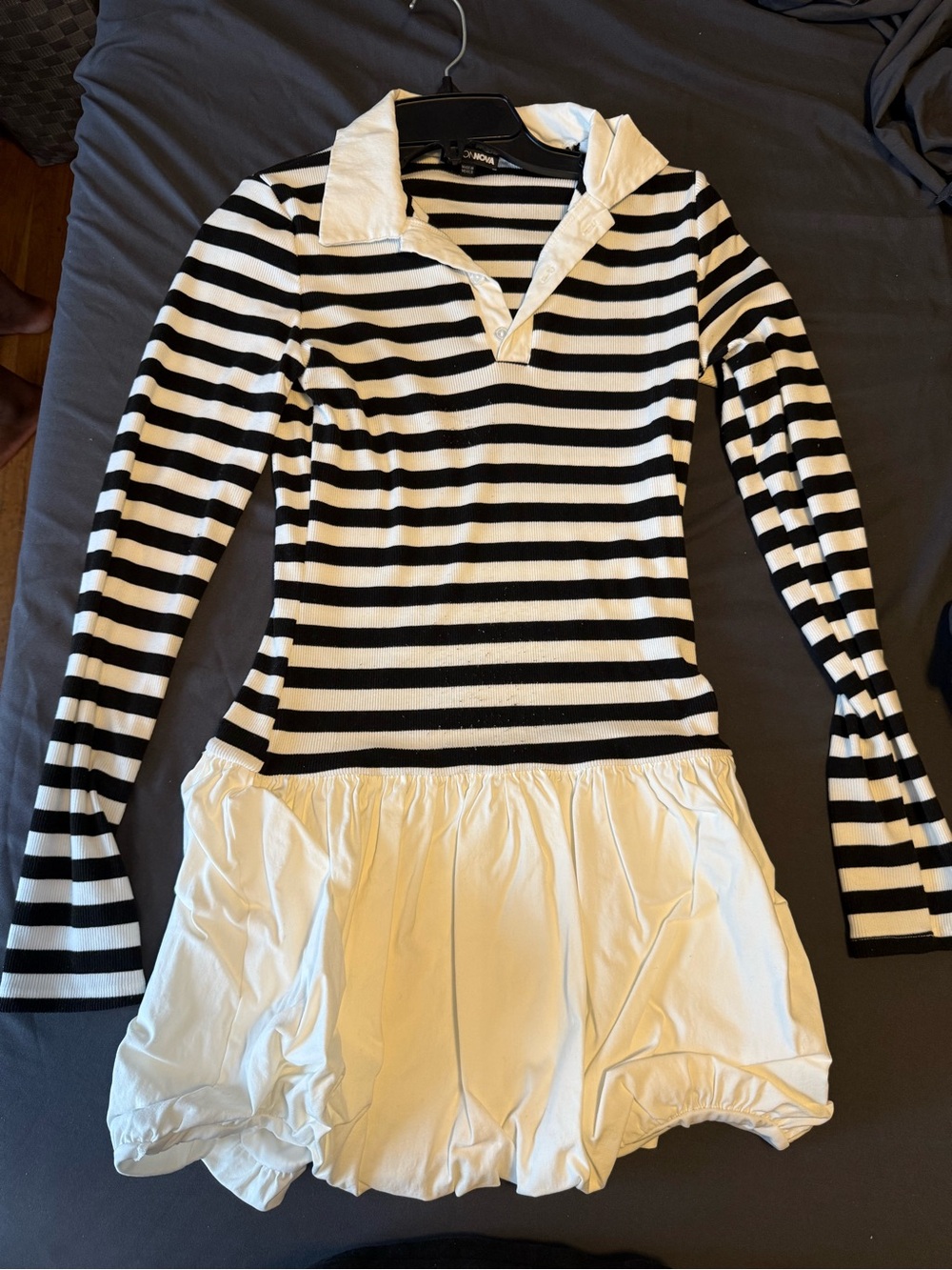 Fashion Nova Black & White Striped Mini Dress
